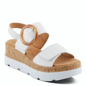 NEW SPRING STEP SHOES women's abarah leather platform sandal shoe in white